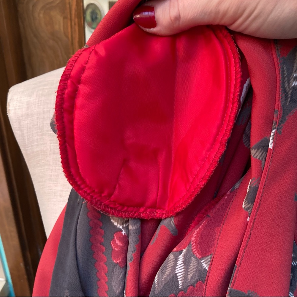 Floral Red and Gray Women's Blouse - Picture 8 of 8